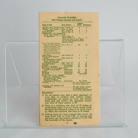 1965 Minnesota Fishing Laws Synopsis Pamphlet Vintage Paper Ephemera - Picture 3 of 3